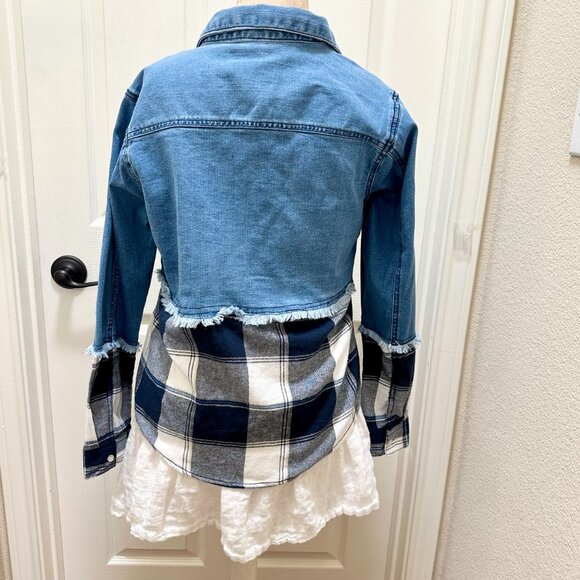 EST. 1946 Denim Jean Flannel Jacket Women's Size S Boho Prairie Cottagecore - Picture 11 of 13